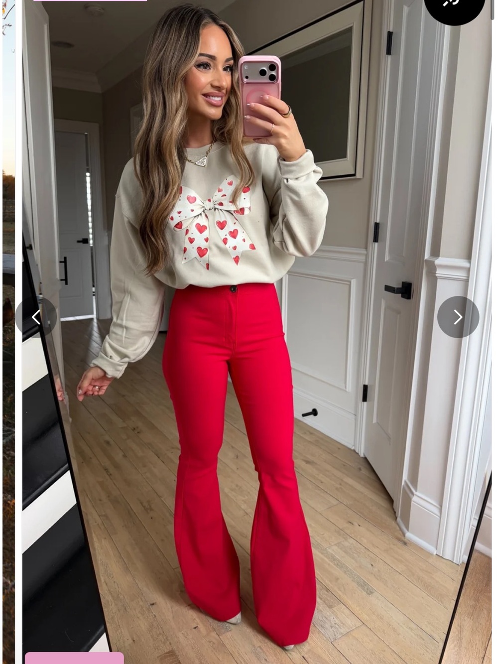 High-Rise Red Flared Fiona Pants
